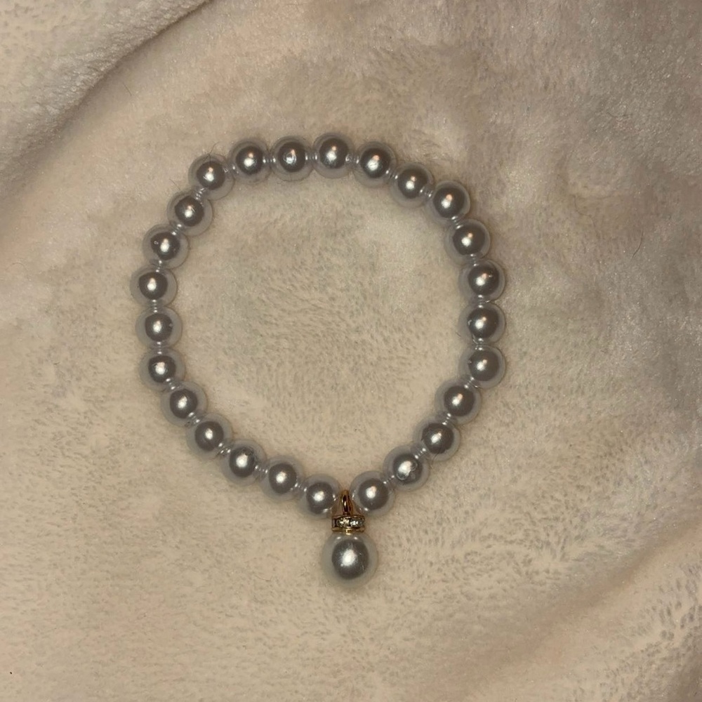 Hand Crafted Silver Pearl Bracelet with Gold Accent